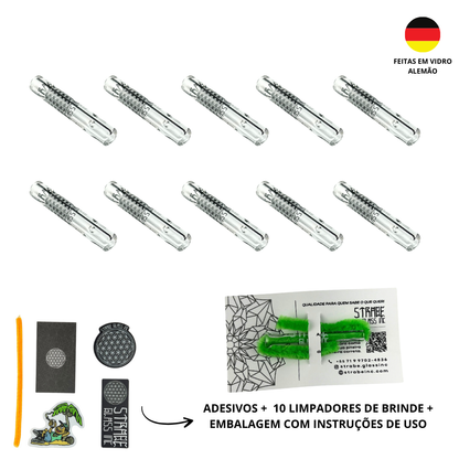 Kit 10 Piteiras de Vidro 3,5cm x 6mm