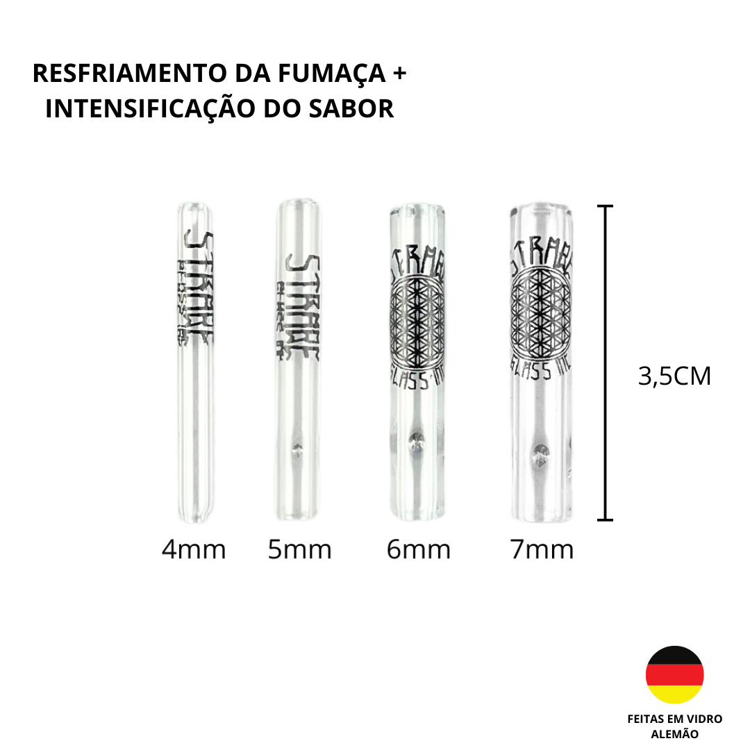 Kit 10 Piteiras de Vidro 3,5cm x 5mm